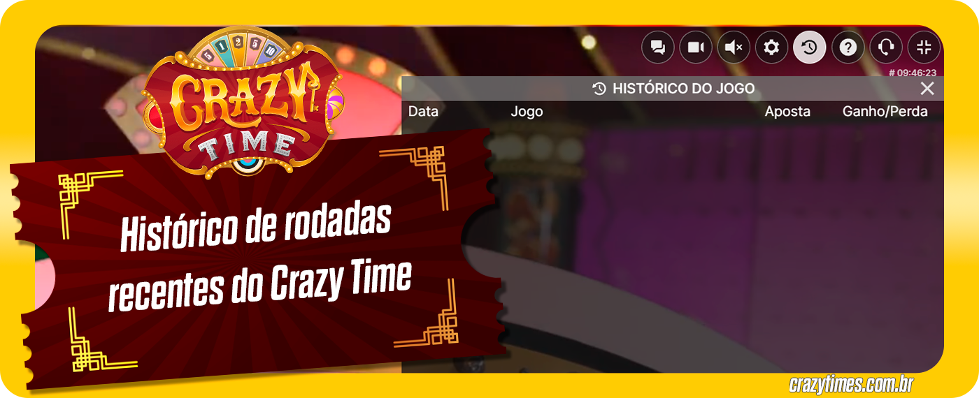 História das rodadas recentes do Crazy Time Game - Brasil