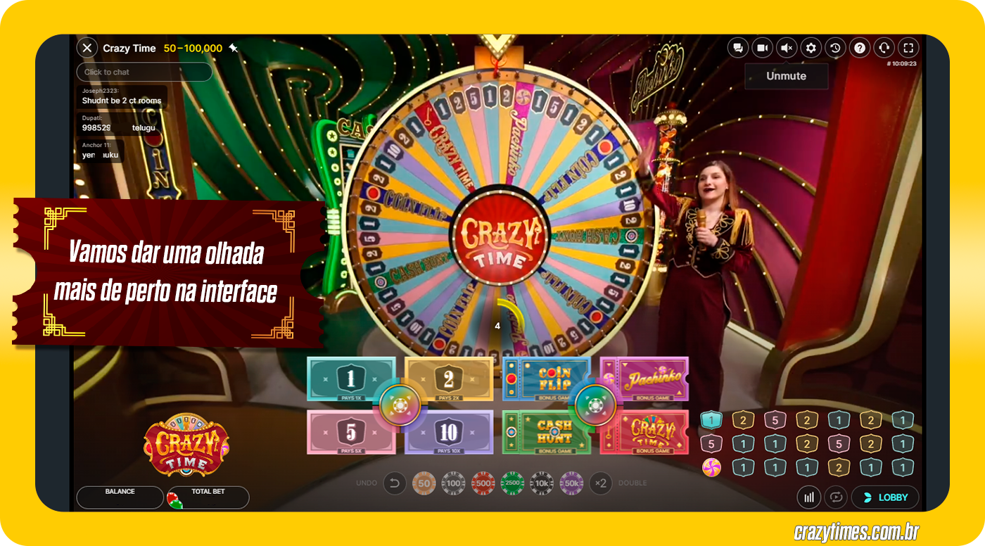 Análise da interface do jogo Crazy Time Casino